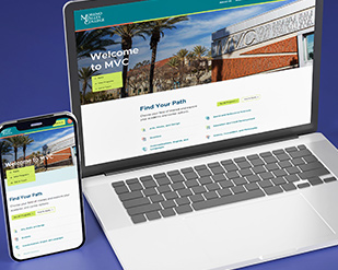 A laptop and phone screen display the MVC website