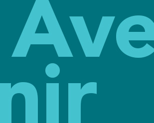 Text in avenir font on a teal background