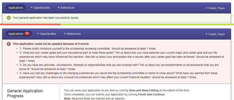 Screenshot of scholarship system login page.