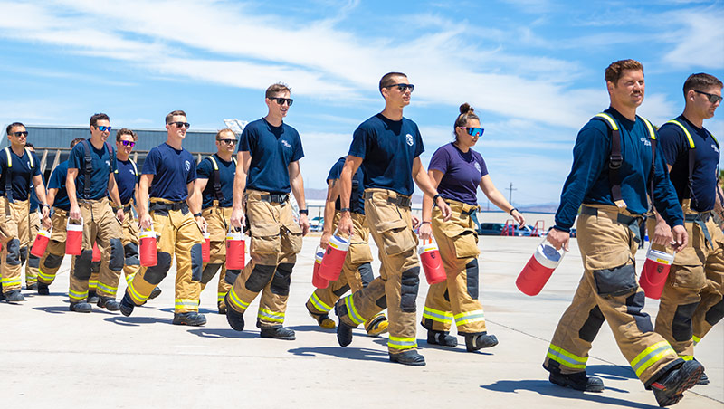 Firefighter cadets on the Ben Clark training grounds