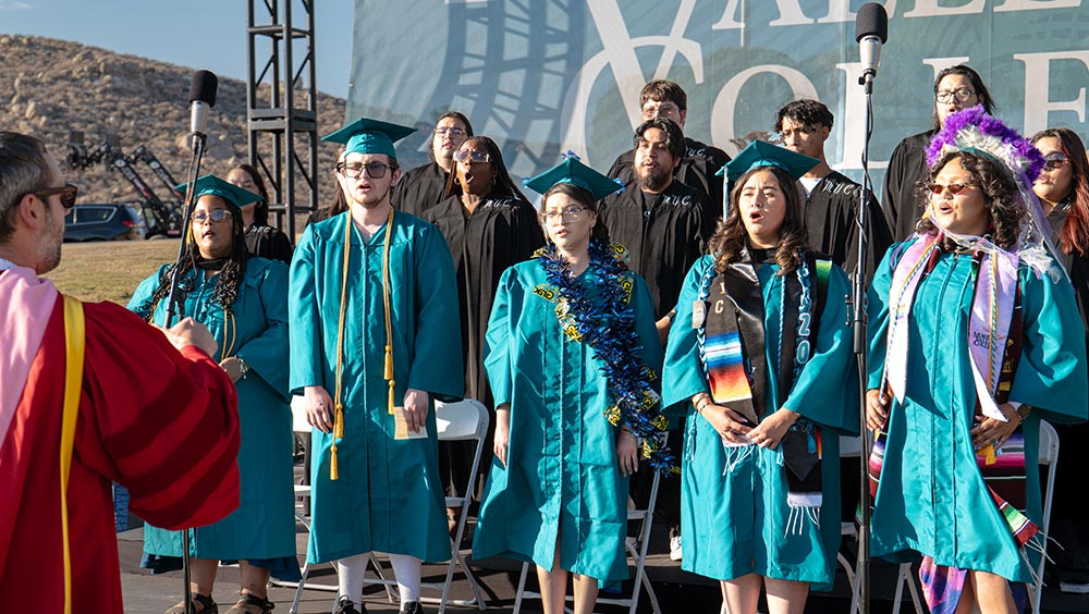 Moreno Valley College Choir participants in regalia