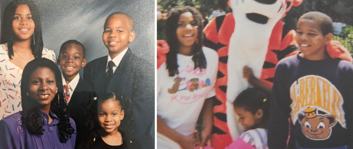 Early photos of Charles Long as a child, with family
