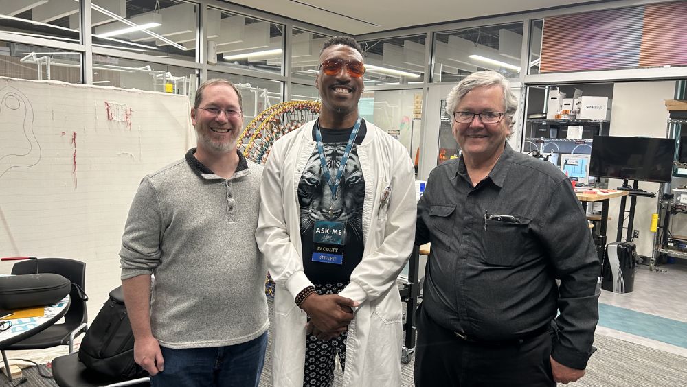 Layne pictured with colleagues in the MVC iMAKE Innovation Center