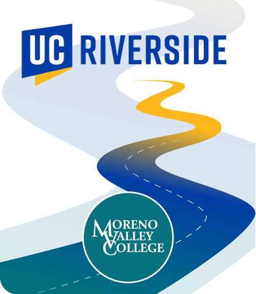 UCR logo above an illustrated road leading to it from the MVC logo