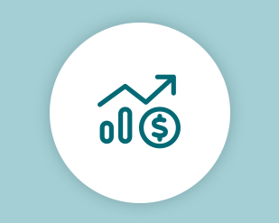 Inclining graph with money icon
