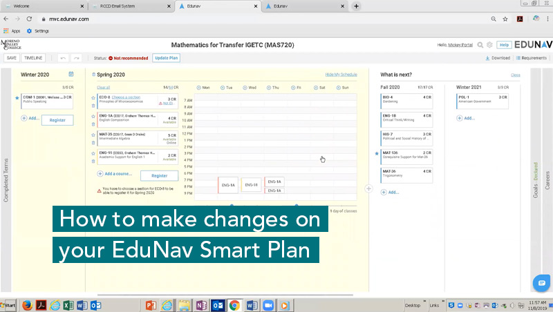 Make EduNav Smart Plan changes video - click to watch and listen